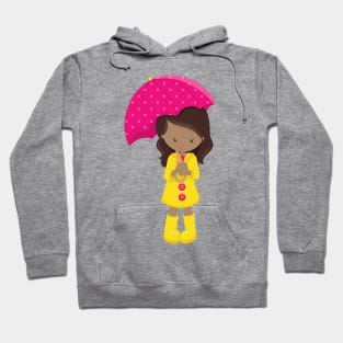 African American Girl, Girl In Raincoat, Umbrella Hoodie